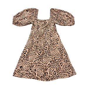 Vintage Y2K Billabong Leopard Print Puff Sleeve Dress